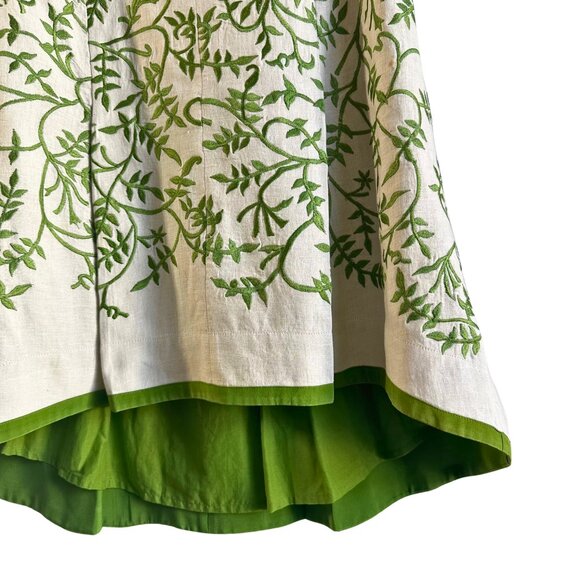 Vintage Tracy Reese Linen Embroidered Garden Dress - Size 8 - Picture 10 of 14